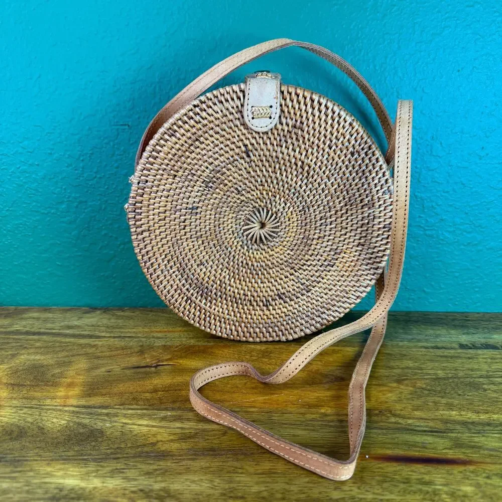 Vintage Round Bali Bag Rattan Boho Crossbody